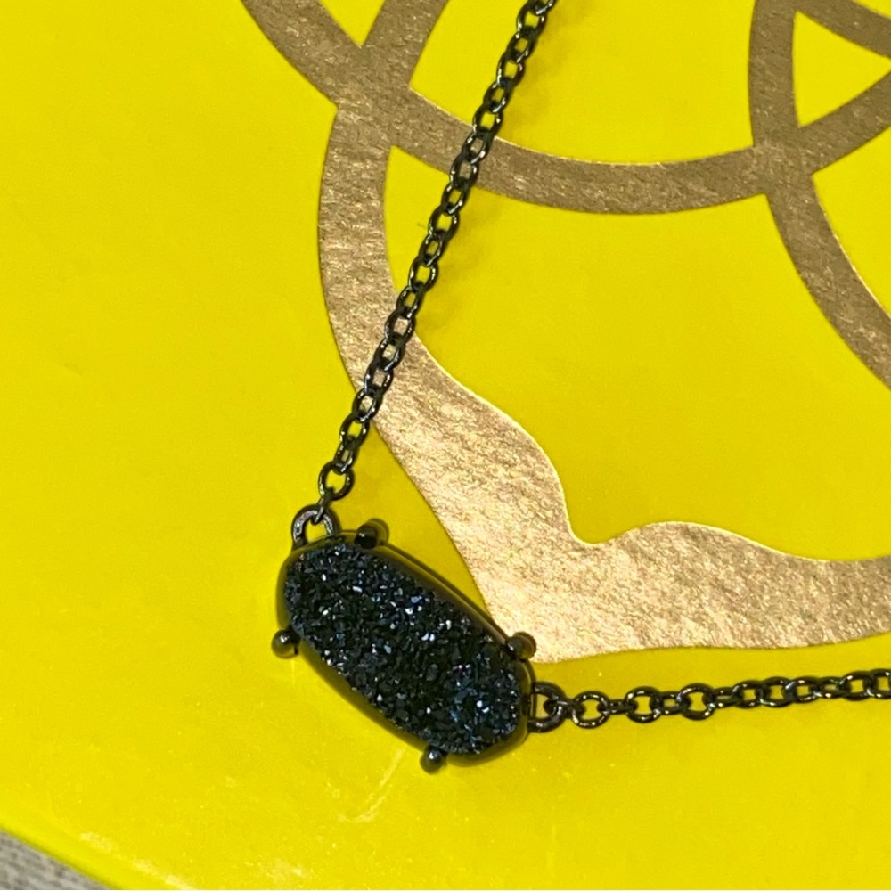NWOT Kendra Scott Ever Black Drusy Gunmetal Necklace